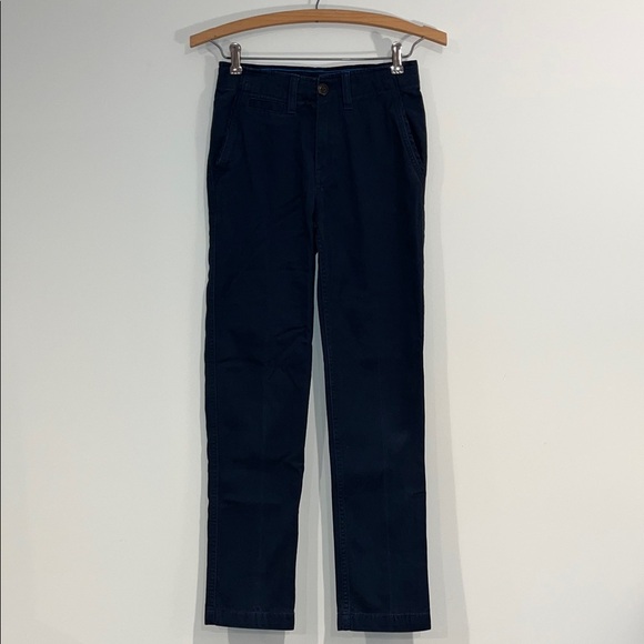 LANDS END Boys 12 Slim Iron Knee Navy Pants Chinos Uniform Adjustable Waist - Picture 1 of 10